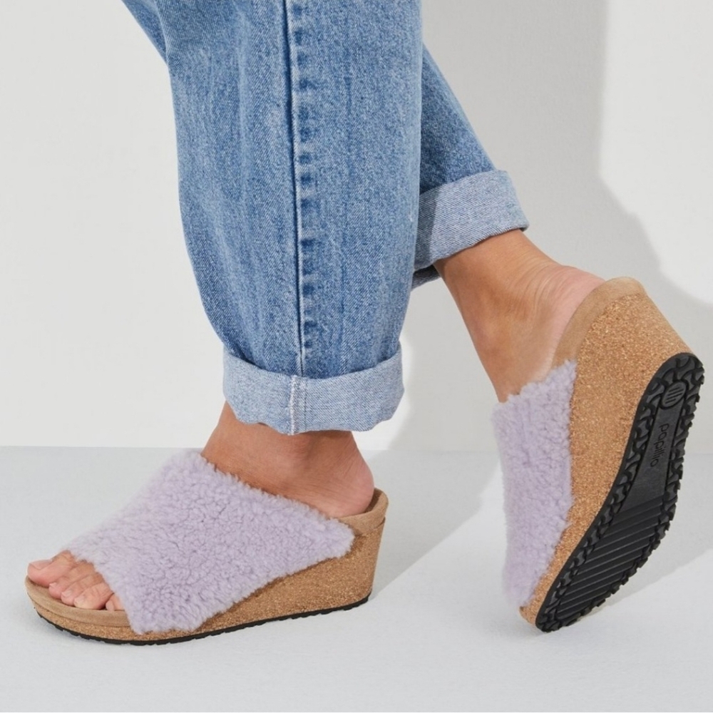 New BIRKENSTOCK Womens NAMIKA TEDDY WEDGE IN LILAC Size 11